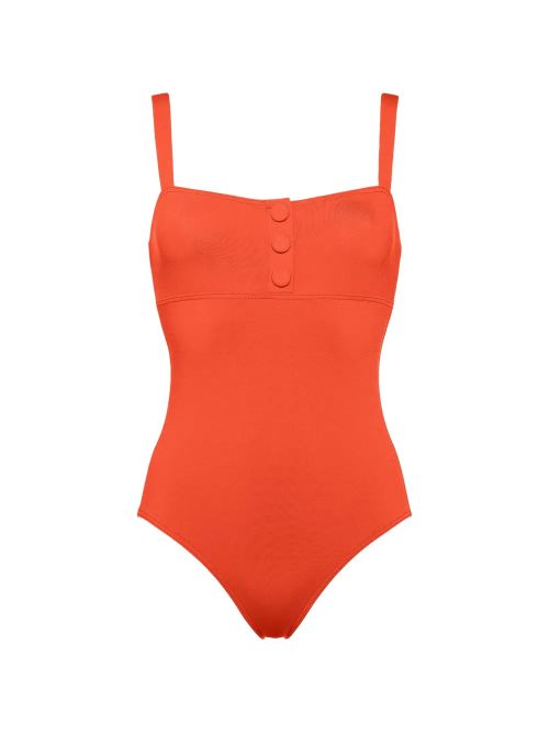 Square-Neck Swimsuit — Red-Orange