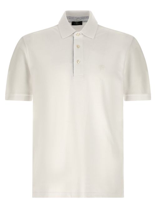 Pegaso-Embroidered Cotton Piqué Polo Shirt — White