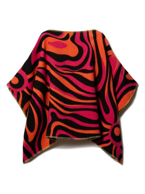 Marmo-jacquard velour cape - Orange