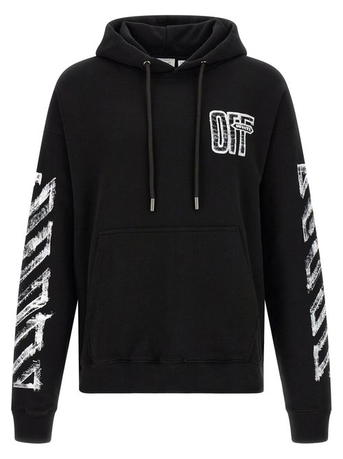 Graphic-Print Cotton Hoodie — Black