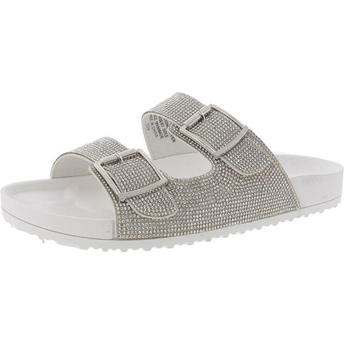 Womens Rhinestone Man Made Slide Sandals