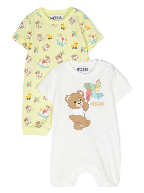 Teddy Bear logo-print rompers (pack of two) - Green