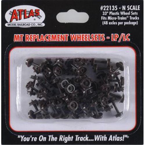 33 in. N Scale Plastic Low Profile Replacement Wheelsets for Micro Trains Trucks - Pack of 48