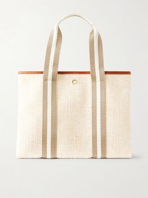 Leather-trimmed Canvas Tote Bag