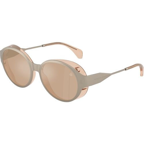 Moncler Unisex Moncler ME4005T AUROS 10035A Sunglasses Titanium Bronze Brown Round Normal Mirrored