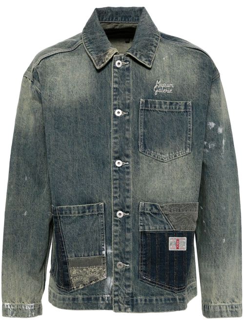 Logo-embroidered denim jacket - Blue