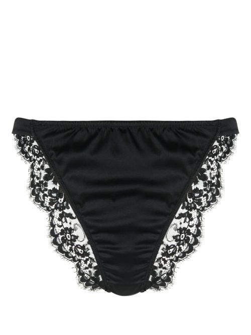 Floral-lace panelled briefs - Black