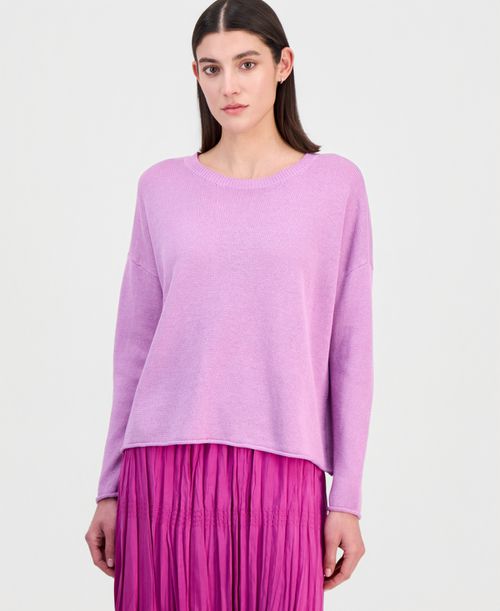 Women's Linen & Cotton Relaxed Sweater - Bright Aster