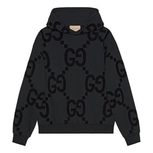 GG Flocked Print Cotton Fleece Sweatshirt 'Black'