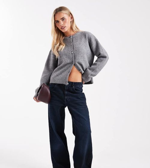 ASOS DESIGN Petite low rise baggy jeans in blue black-Navy