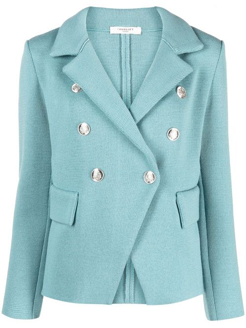 Double-breasted wool blazer - Blue