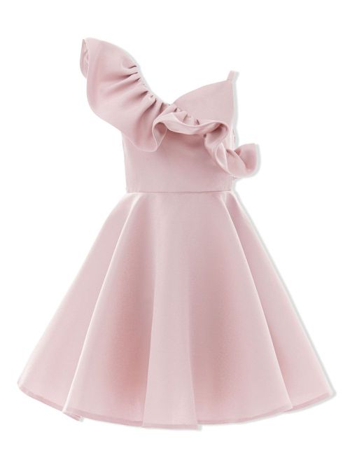 Ruffle-detail one-shoulder dress - Pink