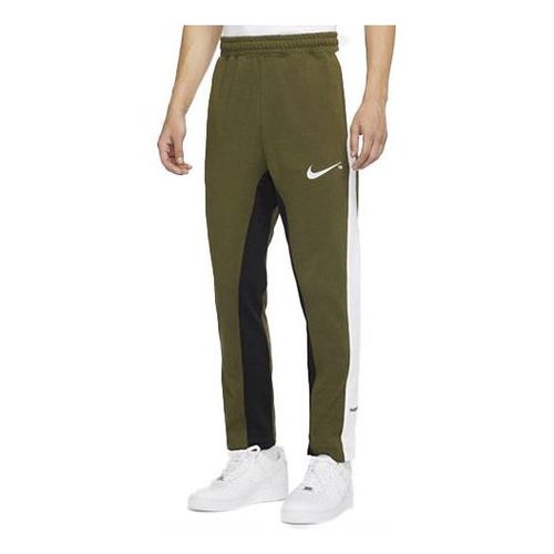 Men's Sportswear Swoosh Contrast Color Stitching Knit Sports Pants/Trousers/Joggers Army Green
