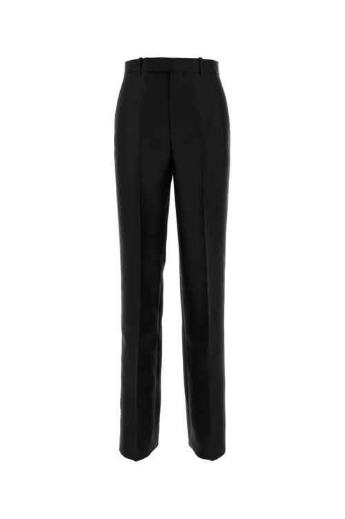 Wool-Silk Blend Trousers — Black