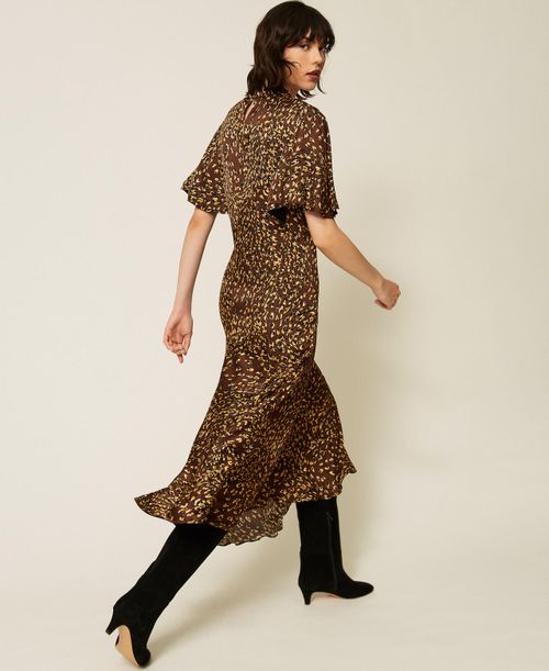 Long animal print satin dress