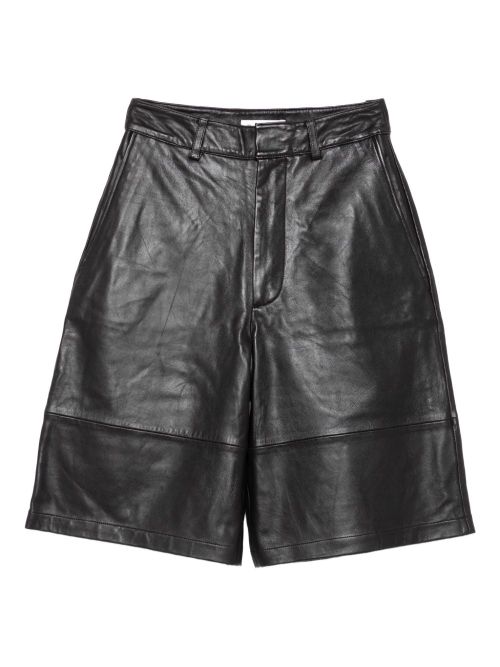 Leather Bermuda Shorts — Black