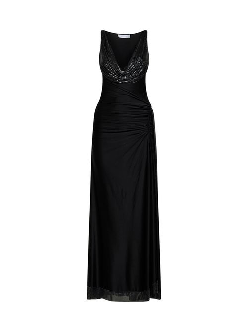 Jersey and Aluminium Mesh Dress — Black