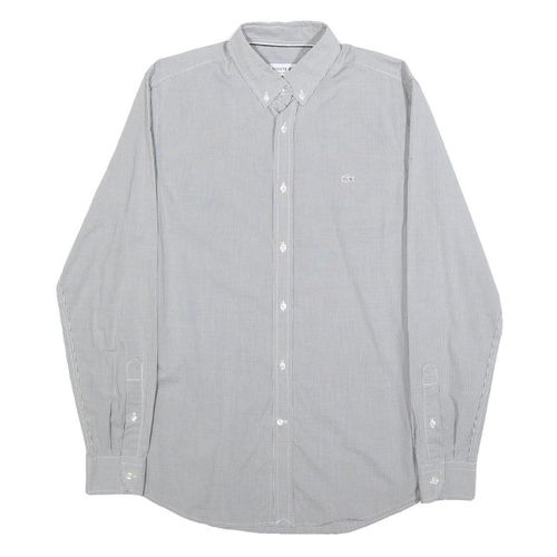 LACOSTE Mens Grey & White Check Shirt S Button-Down Collar Long Sleeve Casua