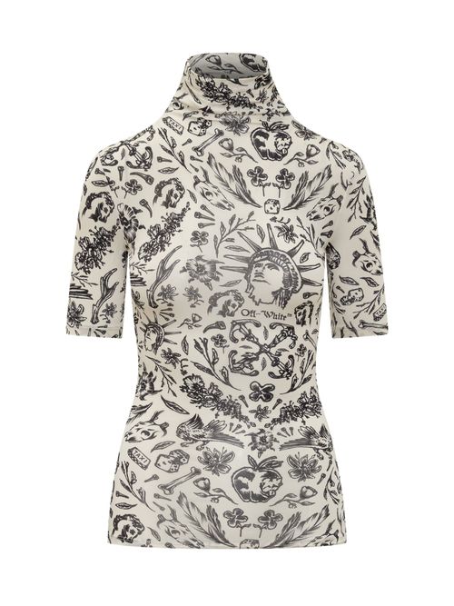 All-over Printed High Neck Top