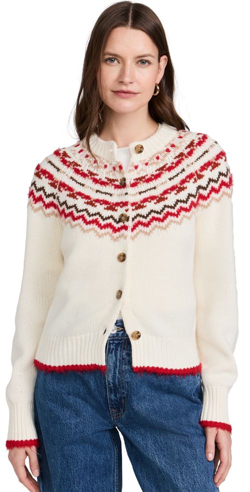 Chalet Cardigan In Cashmere Blend Cream Combo