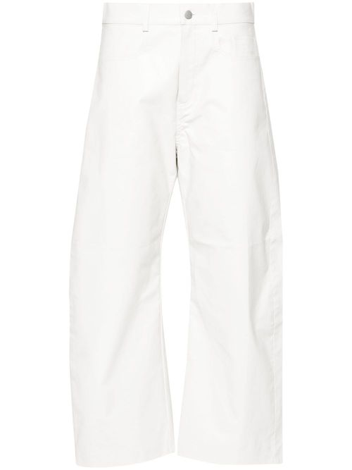 Textured straight trousers - White