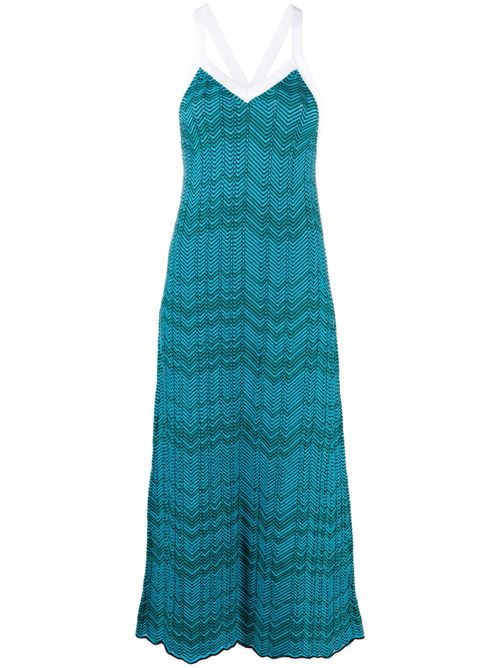 Palm chevron-knit midi dress - Blue