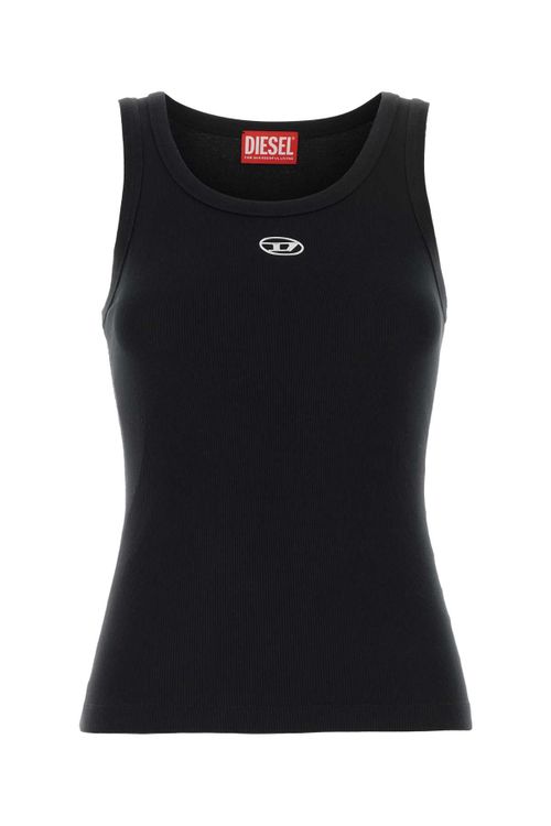 Stretch Cotton Tank Top — Black