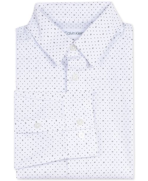 Big Boys Slim-Fit Stretch Logo Dot-Print Dress Shirt - White