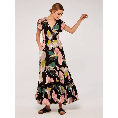 Apricot Women's Graphic Floral Print Maxi Dress in Black