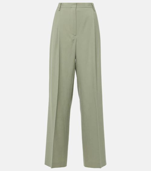 Mid-rise wool straight pants