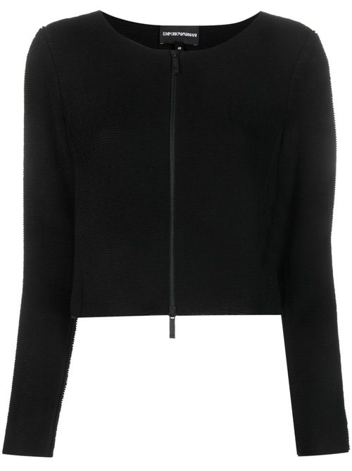 Barré jersey zip-up jacket - Black
