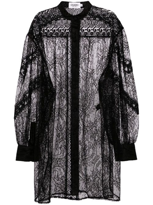 Lumie ballon-sleeves voile blouse - Black