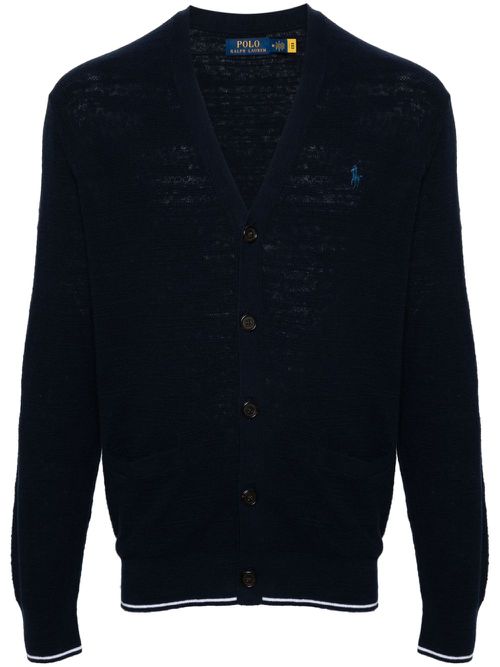 Polo Pony-embroidery cardigan - Blue