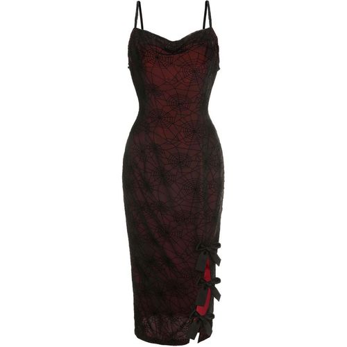 Halloween Spider Web Slit Dress Deep Red