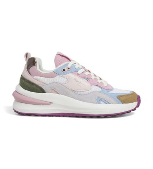 Pepe Jeans for woman. PLS60013 Winslow Urban multicoloured leather trainers (40), Flat, Suede, Laces, Casual, Multicolor