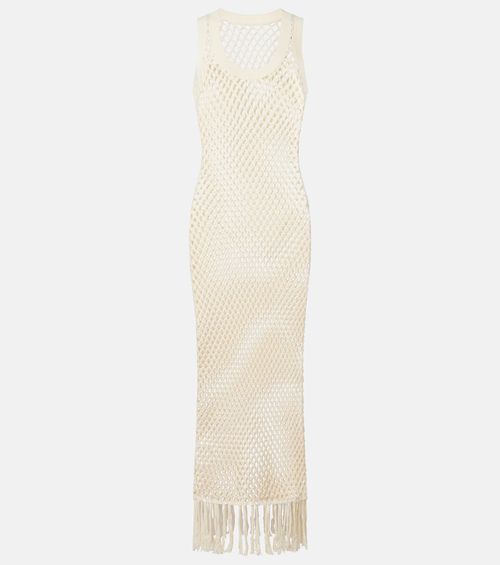 Ilaria fringed open-knit cotton maxi dress