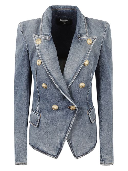 Double-Breasted Denim Blazer