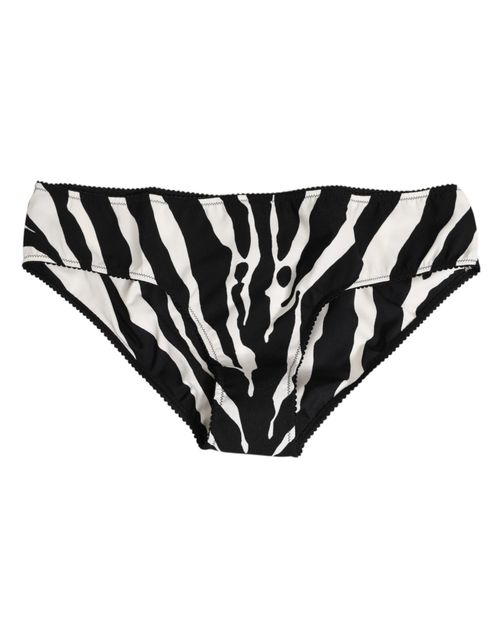 Zebra-Print Silk Slip Briefs — Black
