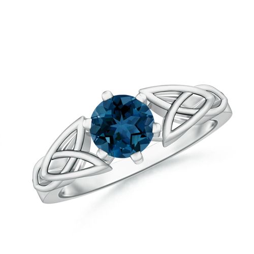 Angara 0.95 Carat Solitaire Round London Blue Topaz Celtic Knot Ring in Platinum
