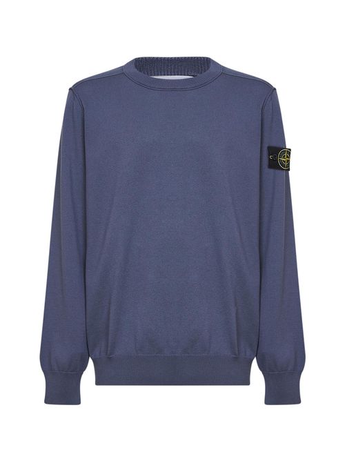 Organic Cotton Knit Crewneck Sweater — Blue