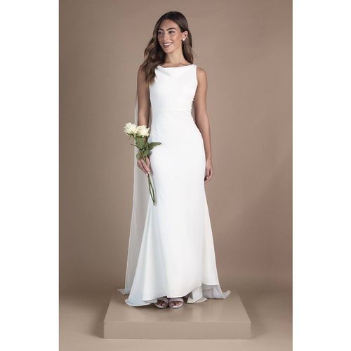 Coast Women's Petite Chiffon Cowl Back Detail Wedding Dress in Ivory