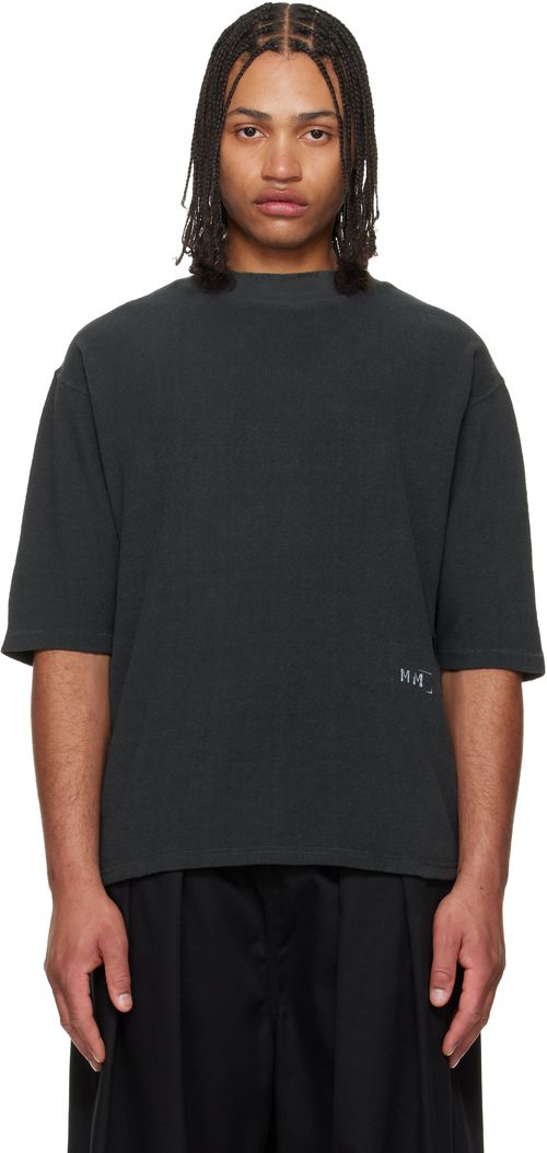 Gray Distressed Cotton Terry T-shirt