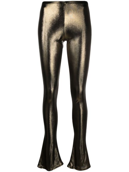 Laminated-finish puddle-hem leggings - Gold