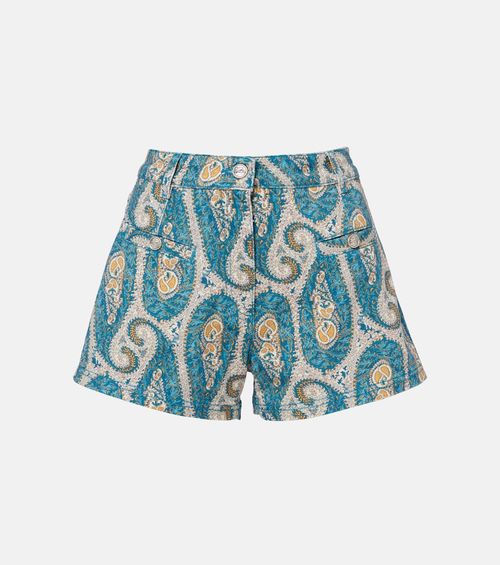 Paisley denim shorts