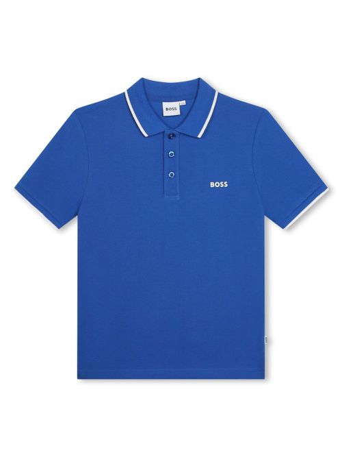 Logo-print cotton polo shirt - Blue