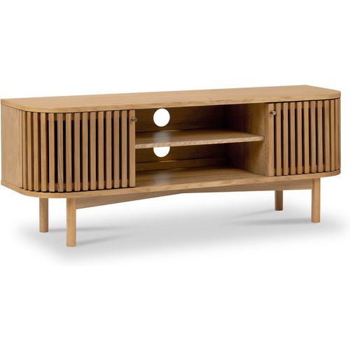 Shorwell Oak Contemporary Slatted 130cm TV Cabinet Unit | Roseland