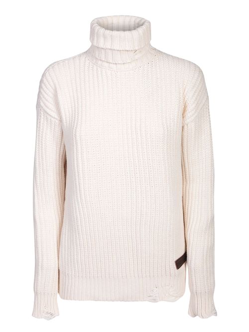 Broken Stitch Double Knit White Sweatshirt