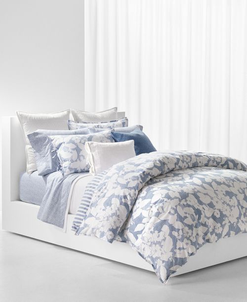Willa Floral Comforter Set, King - Chambray/cream