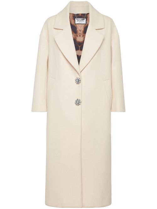 Crystal-embroidered skull coat - Neutrals