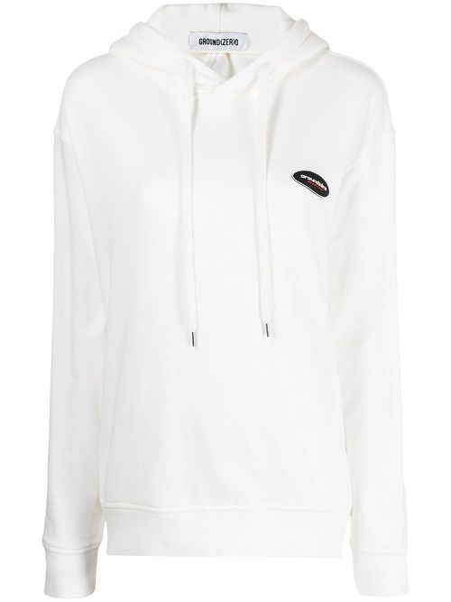 Logo-patch cotton hoodie - White